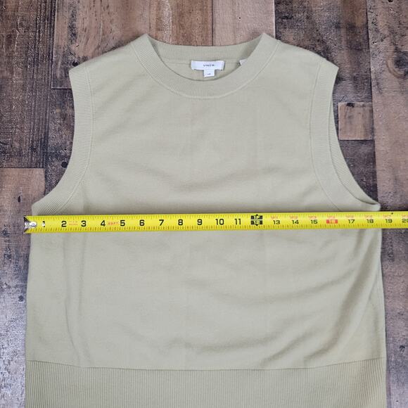 Vince Womens Large Ivory Green Wool Cashmere Blend Sweater Vest V031579537 - Picture 7 of 8